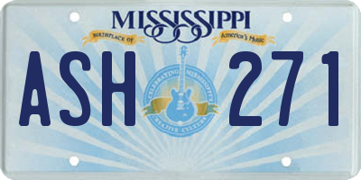 MS license plate ASH271