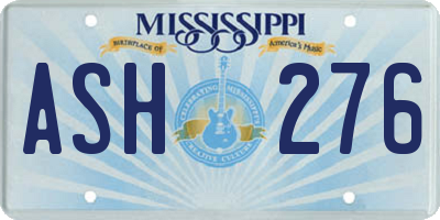 MS license plate ASH276