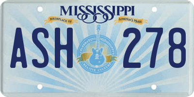 MS license plate ASH278