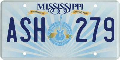 MS license plate ASH279