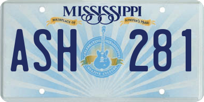 MS license plate ASH281