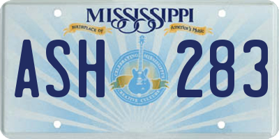 MS license plate ASH283