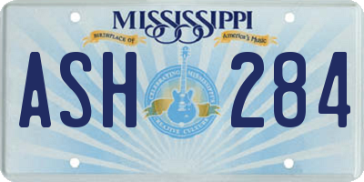 MS license plate ASH284