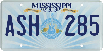 MS license plate ASH285