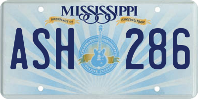 MS license plate ASH286
