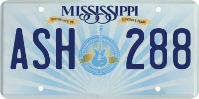 MS license plate ASH288