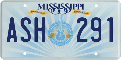 MS license plate ASH291