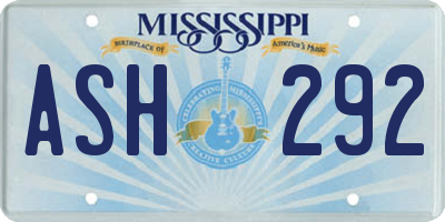 MS license plate ASH292