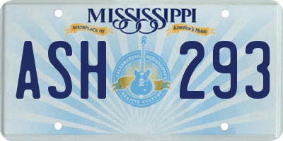 MS license plate ASH293