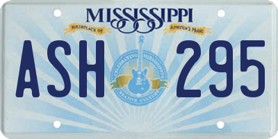 MS license plate ASH295