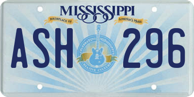 MS license plate ASH296