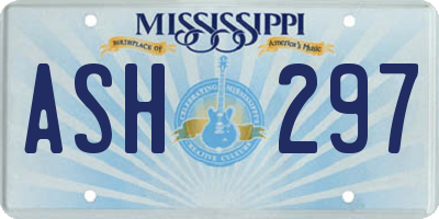 MS license plate ASH297