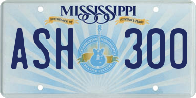 MS license plate ASH300