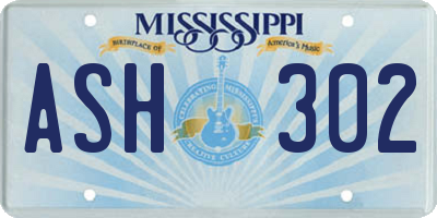 MS license plate ASH302