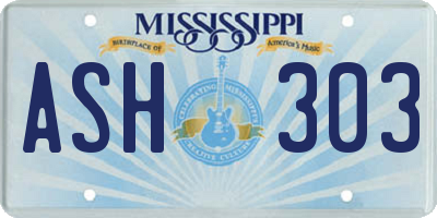 MS license plate ASH303