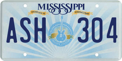 MS license plate ASH304