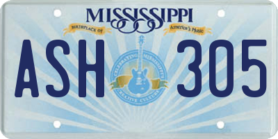 MS license plate ASH305
