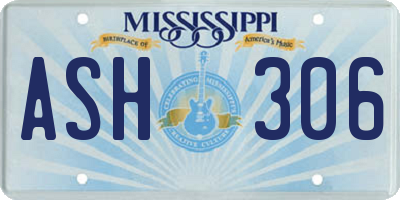 MS license plate ASH306