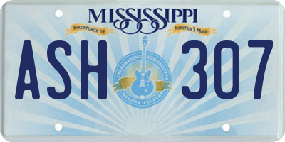MS license plate ASH307