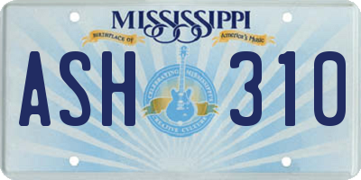 MS license plate ASH310