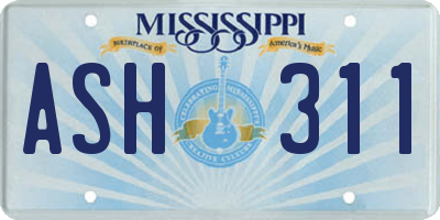 MS license plate ASH311