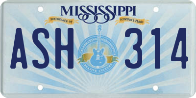 MS license plate ASH314