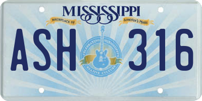 MS license plate ASH316