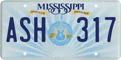 MS license plate ASH317