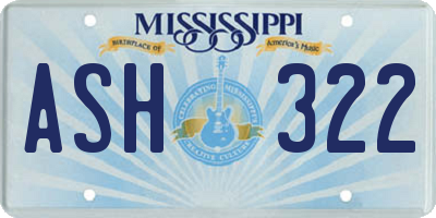MS license plate ASH322