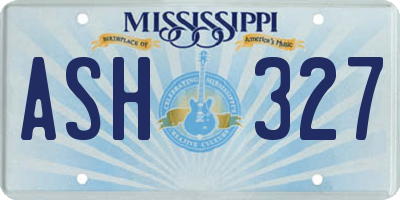 MS license plate ASH327