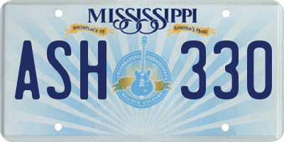 MS license plate ASH330