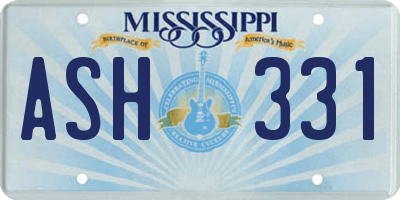 MS license plate ASH331