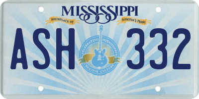 MS license plate ASH332