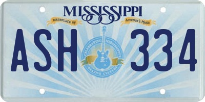 MS license plate ASH334