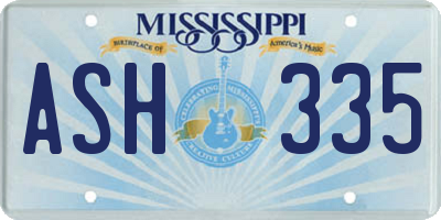 MS license plate ASH335