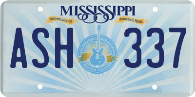 MS license plate ASH337
