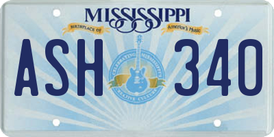 MS license plate ASH340
