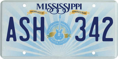 MS license plate ASH342