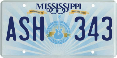 MS license plate ASH343