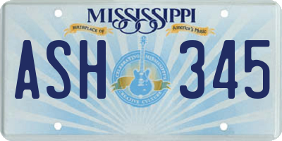 MS license plate ASH345