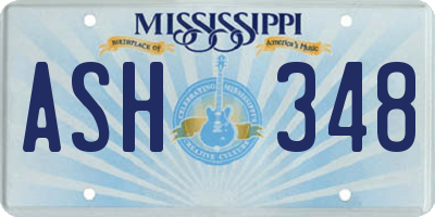 MS license plate ASH348