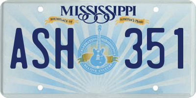 MS license plate ASH351