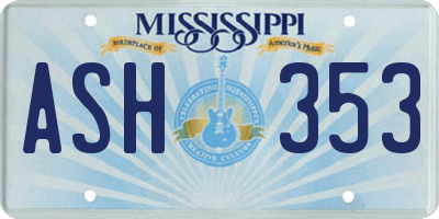 MS license plate ASH353