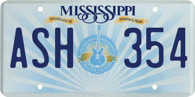 MS license plate ASH354