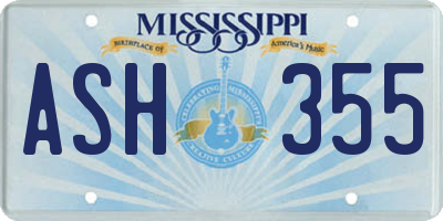 MS license plate ASH355