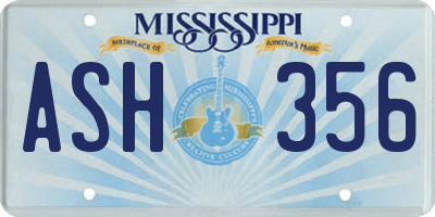 MS license plate ASH356