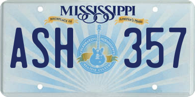 MS license plate ASH357