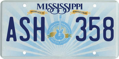 MS license plate ASH358