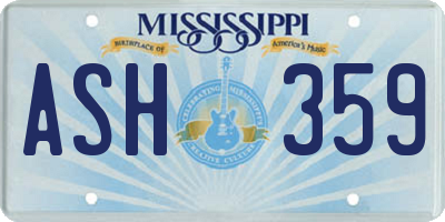 MS license plate ASH359