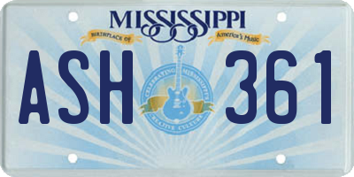 MS license plate ASH361